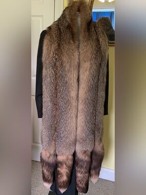 VTG Oscar de la Renta Miss O Cross Fox Fur 4-Tail Stole Bullock's Lux Mob